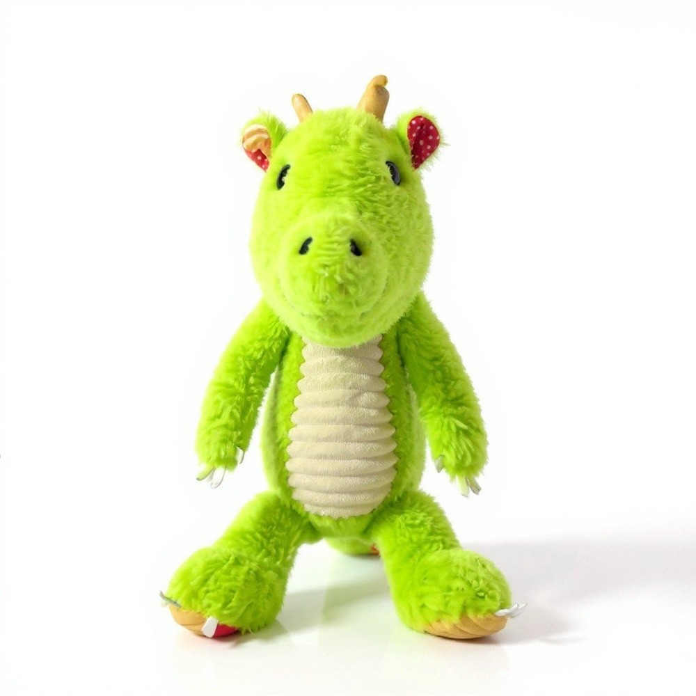 Make Believe Ideas Green Dragon Sensory Plush Toy with Star Teether Gold Wings
